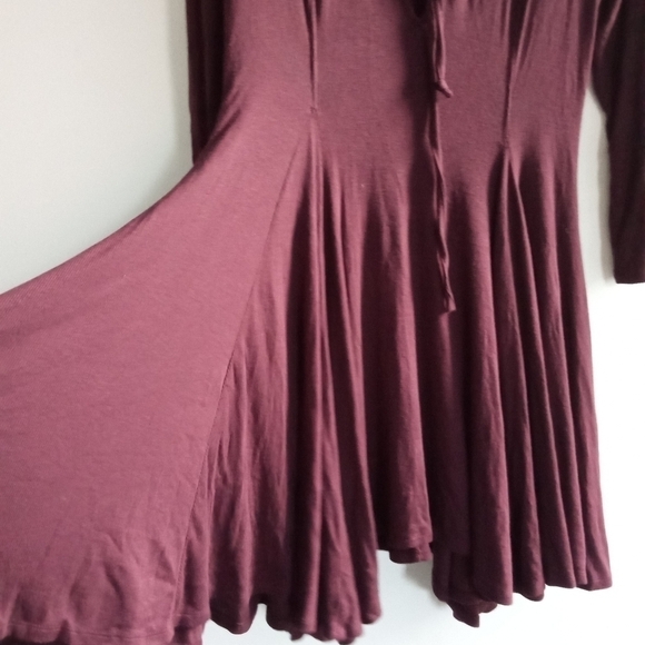 NWT Free People Beach Maroon Purple Jersey Knit Assymetrical Hem Dress sz Small - Picture 4 of 8